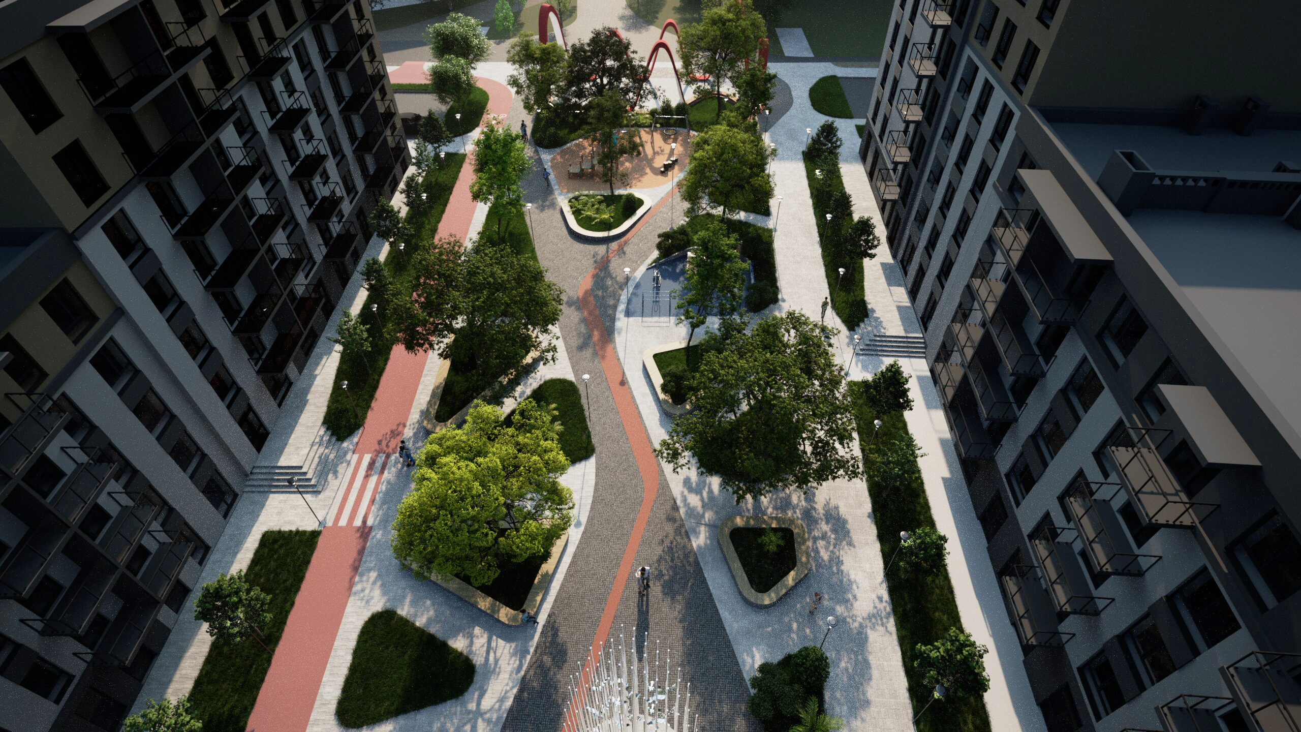 В Ірпені з’явиться ще один громадський простір: у ЖК «BURGUNDIA 3» будують променад з фонтанами